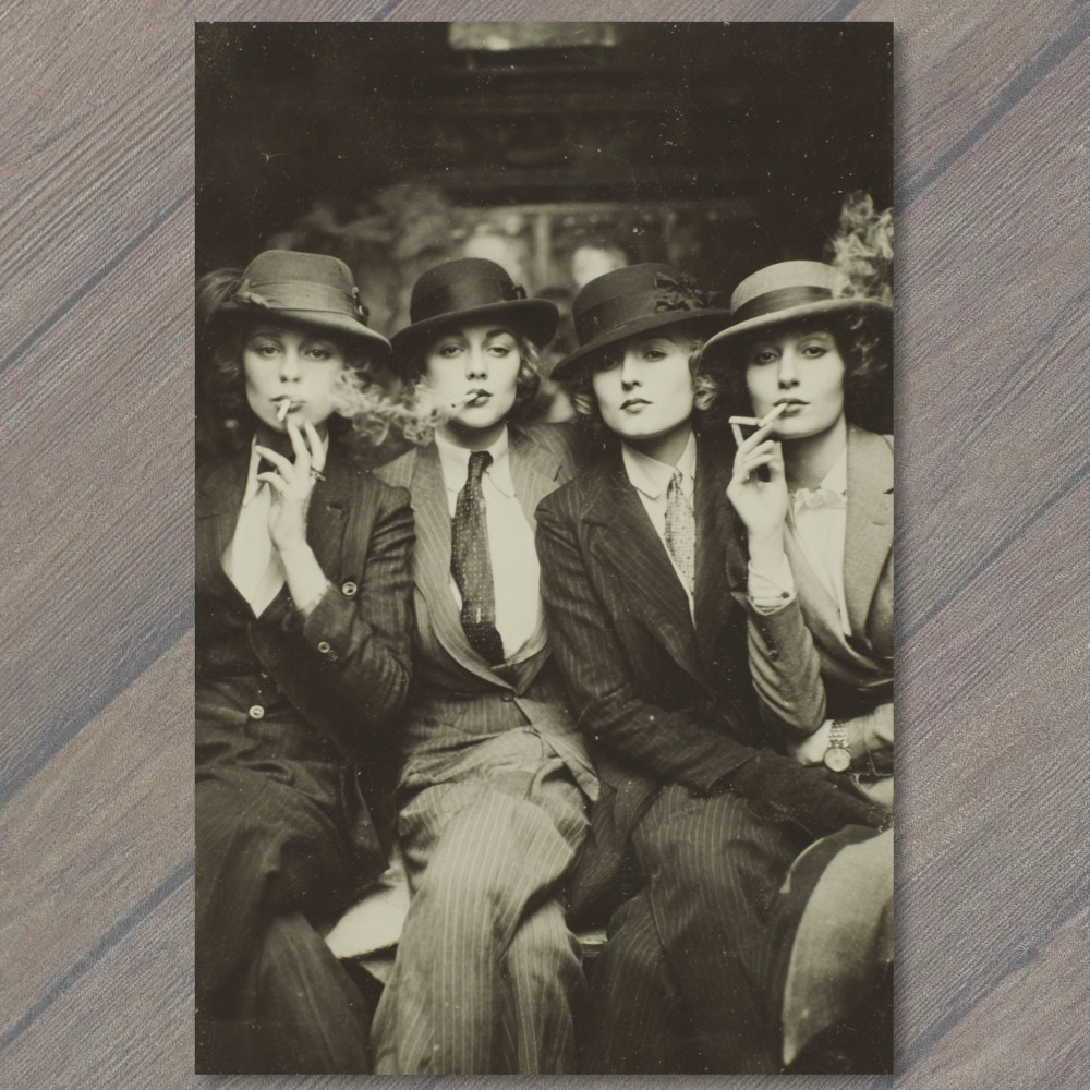 POSTCARD 1920s Flapper Women Smoking Suits Jazz Era Rebels