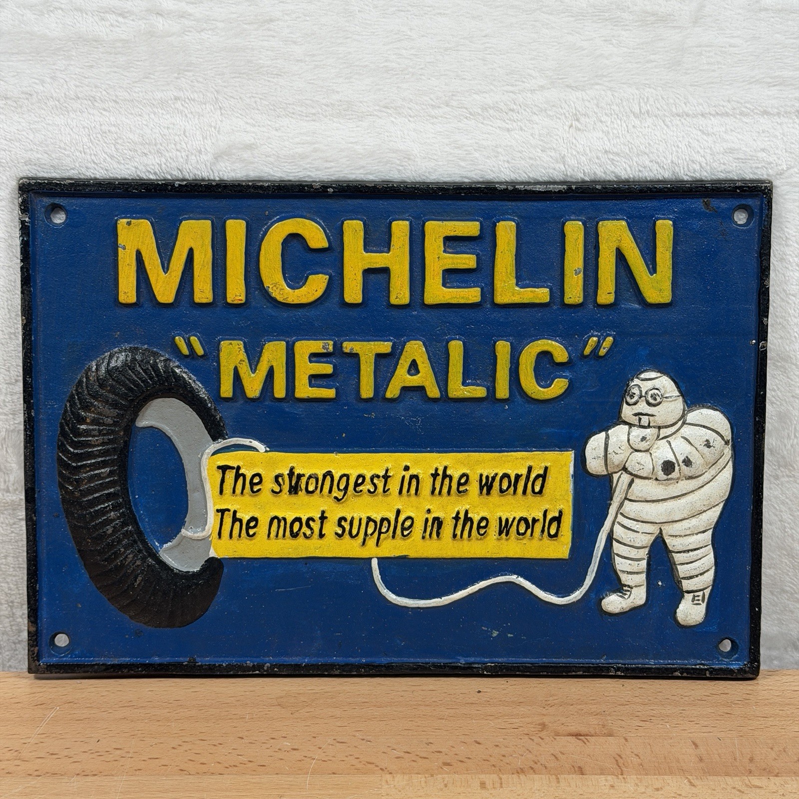 Antique London 1938 MICHELIN Advertising Sign Gas Oil Cast Iron - Very Rare