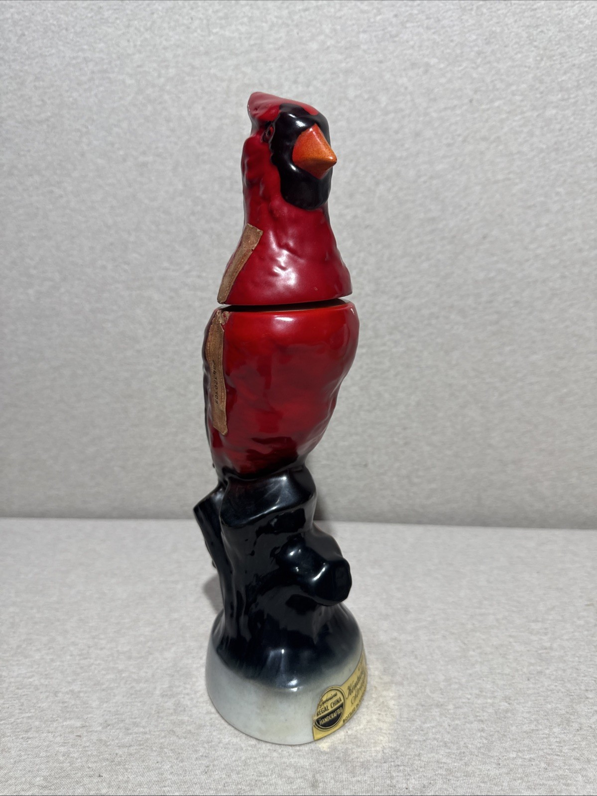 1968 Jim Beam Cardinal Decanter Regal China Beam's Trophy Bourbon Whiskey Empty