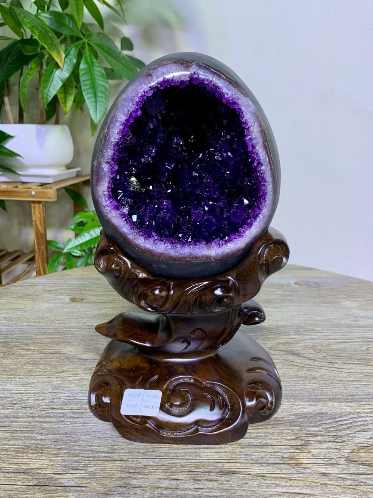 10.6LB Natural amethyst quartz specimen mineral dinosaur egg reiki Decor+stand