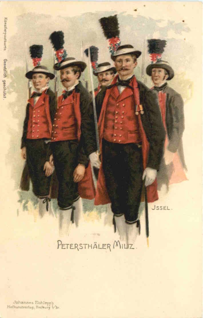 Petersthäler militia artist postcard Issel litho -784954