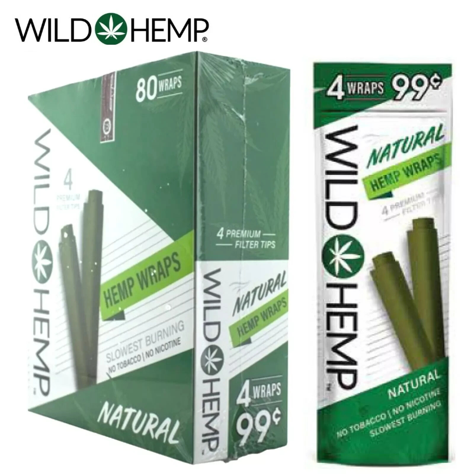 Wild H. Organic Wrap Rolling Paper Natural Full Box 20 Pouches / 4 per Pack Wild H. Organic Wrap Rolling Paper Natural Full Box 20 Pouches / 4 per Pack