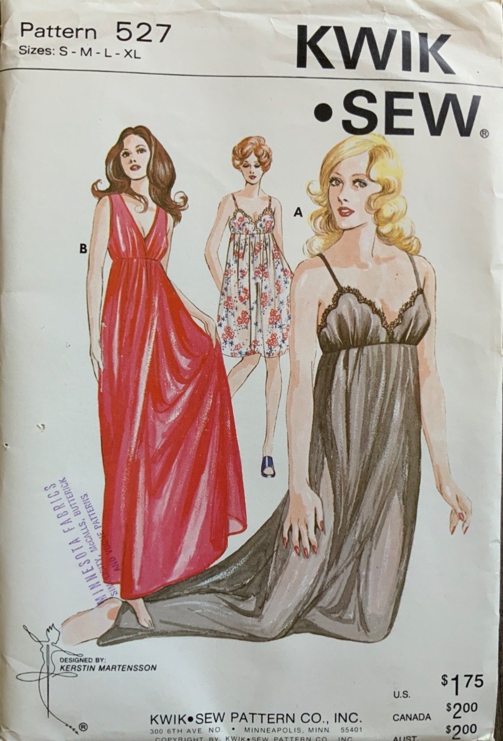 NEW Vtg 1960s KWIK SEW SEWING PATTERN Ladies Nightgown Sz S M L XL (2) Lengths