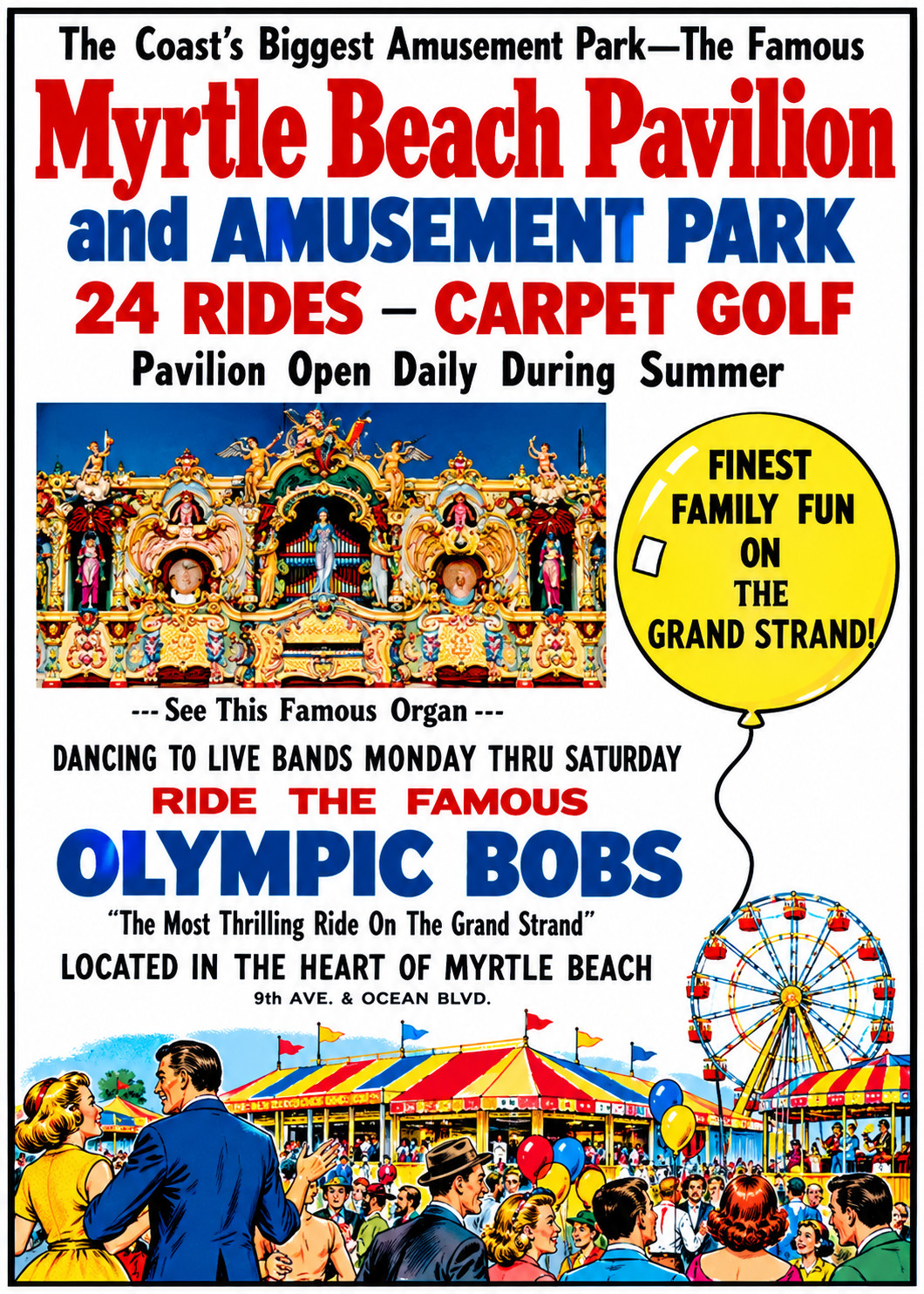 Vintage Myrtle Beach Pavilion Amusement Park Ad Magnet – South Carolina