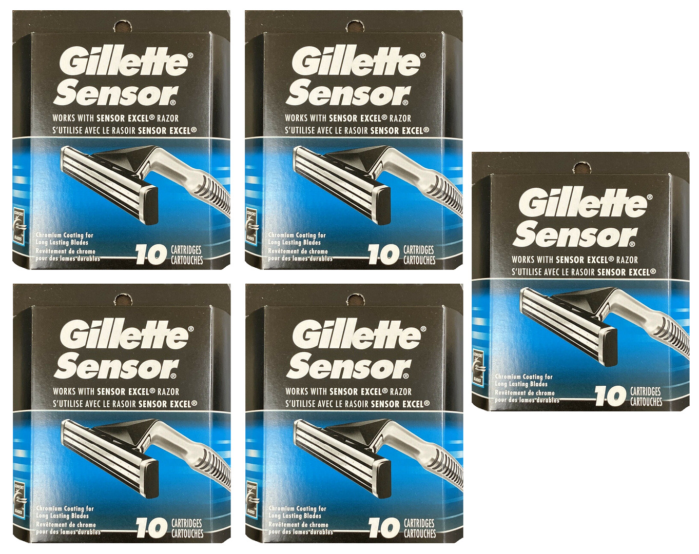 Gillette Sensor Razor Blades, Works with Sensor Excel Razor - 50 Cartridges