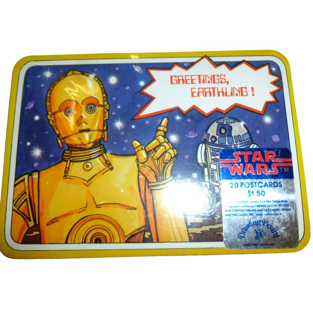 VINTAGE 1977 Star Wars Postcards SEALED Pack of 20 Drawing Board C-3PO R2-D2 VINTAGE 1977 Star Wars Postcards SEALED Pack of 20 Drawing Board C-3PO R2-D2