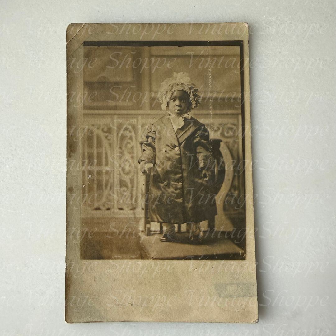 Cute African American Little Girl Antique RPPC Photo Studio Portrait VTG Cute African American Little Girl Antique RPPC Photo Studio Portrait VTG