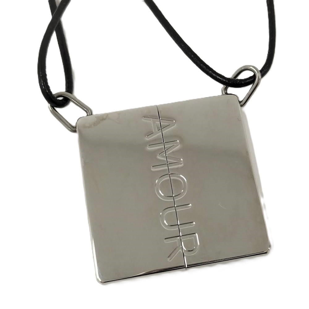 HERMES Symbol Amour Necklace Pair Plated Silver