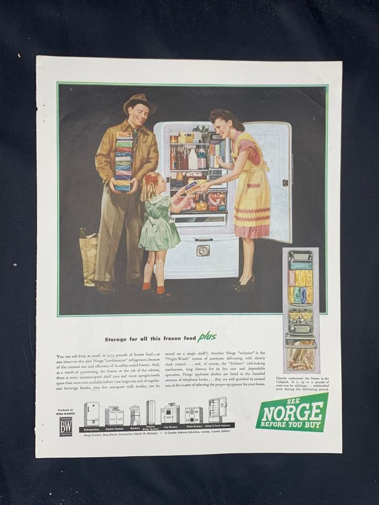 Magazine Ad* - 1947 - Norge Refrigerator