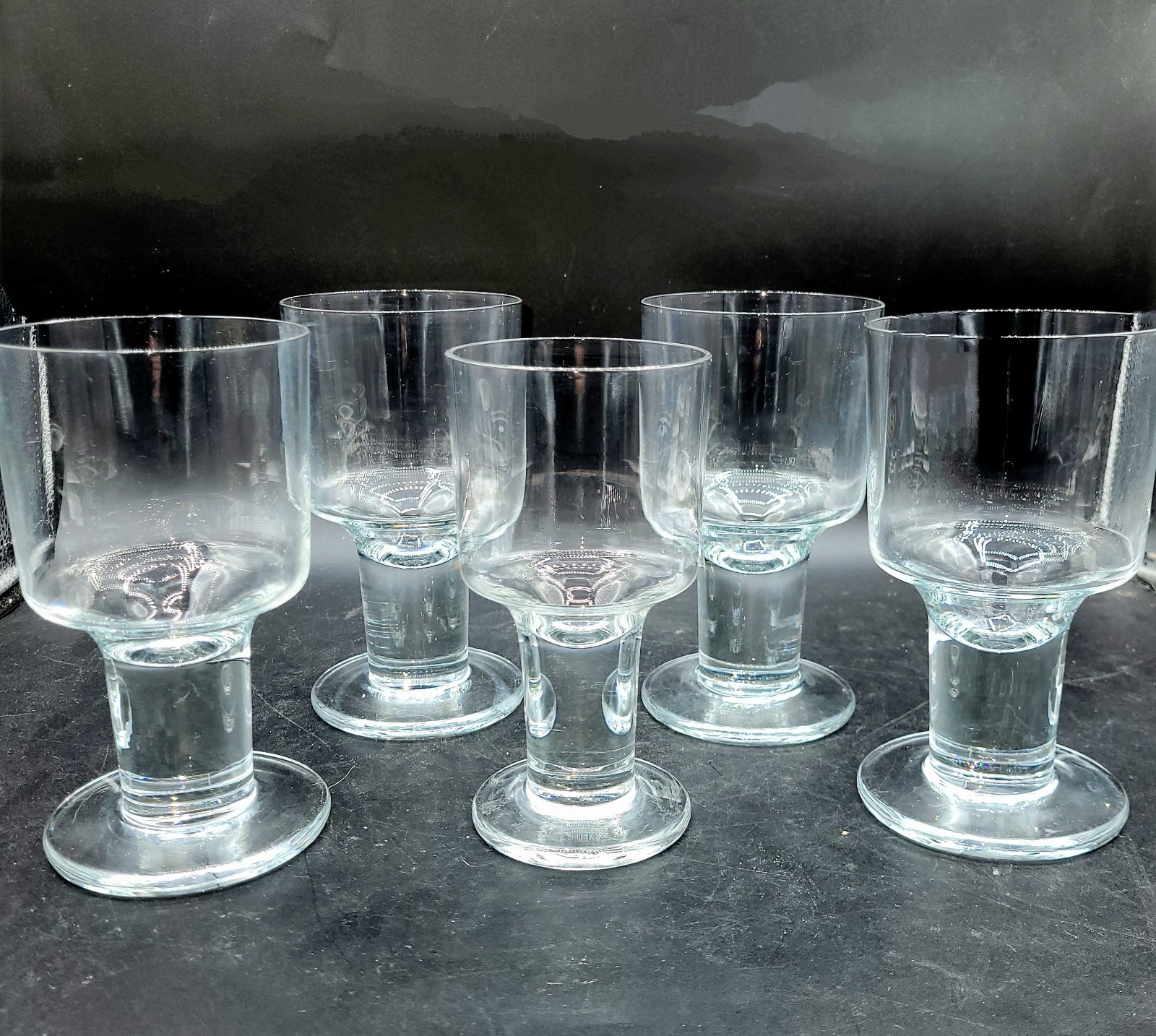 5 Orrefors Crystal London - 1 Claret Wine Glass & 4 Water Wine Goblets