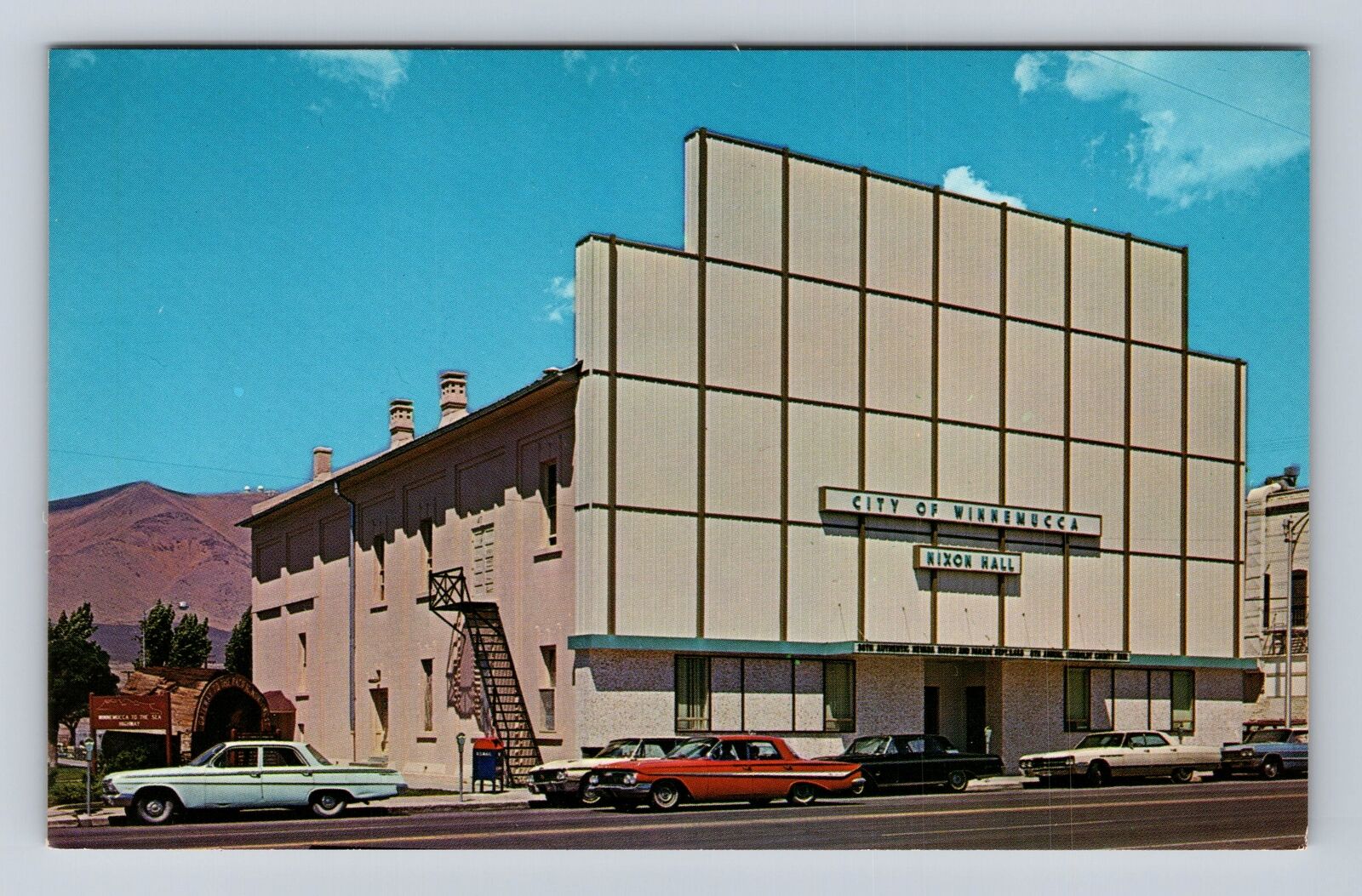 Winnemucca NV-Nevada, Nixon Hall, Antique, Vintage Souvenir Postcard