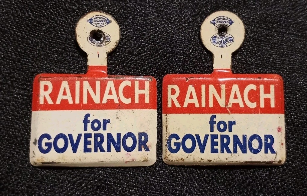 (2) 1959 Governor For Louisiana WILLIE RAINACH Segregation Canidate 1 Inch