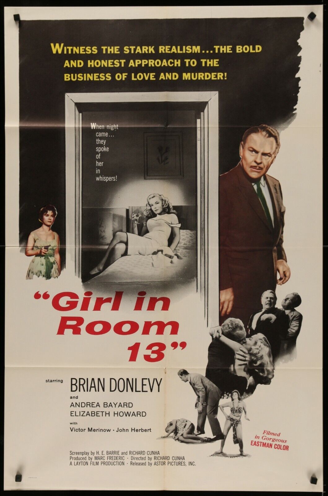 GIRL IN ROON 13 Brian Donleavy ORIGINAL 1961 1-SHEET MOVIE POSTER 27 x 41 