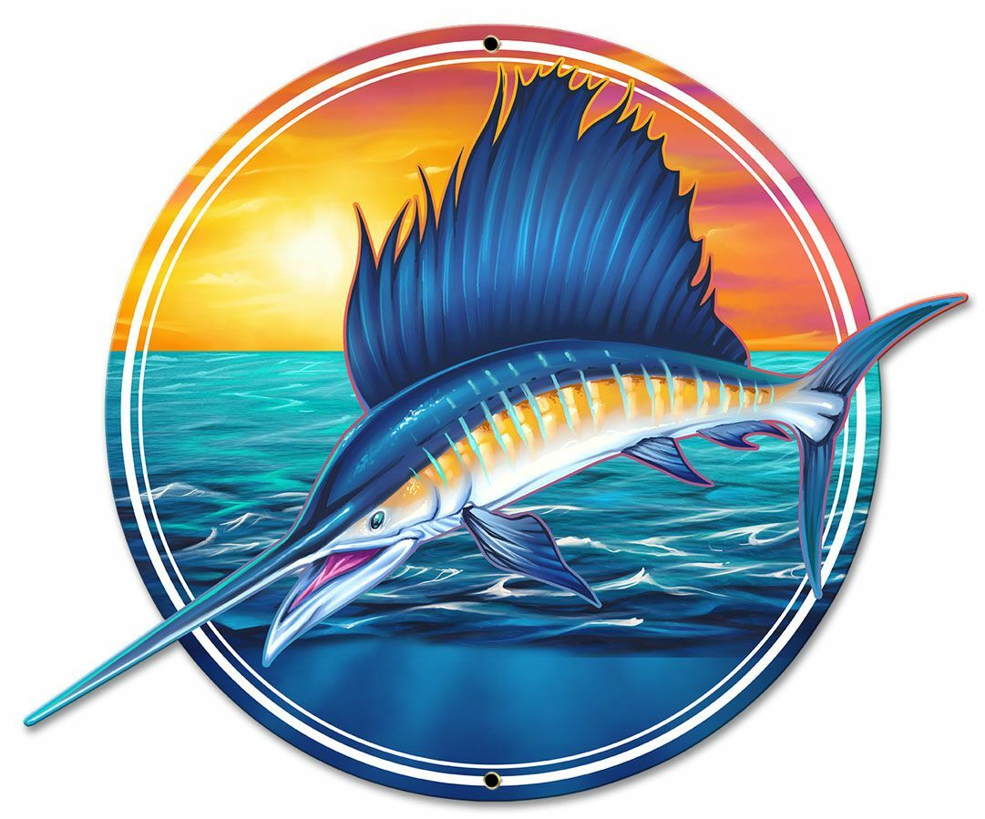 SAILFISH OCEAN LIFE HEAVY DUTY USA MADE METAL HOME DECOR RESTAURANT BAR SIGN
