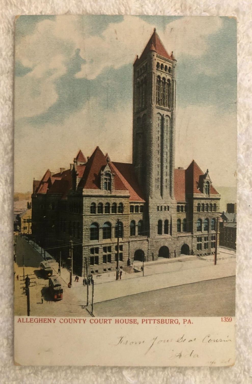 Vintage Postcard- Allegheny County Court House, Pittsburgh, PA. Posted 1907