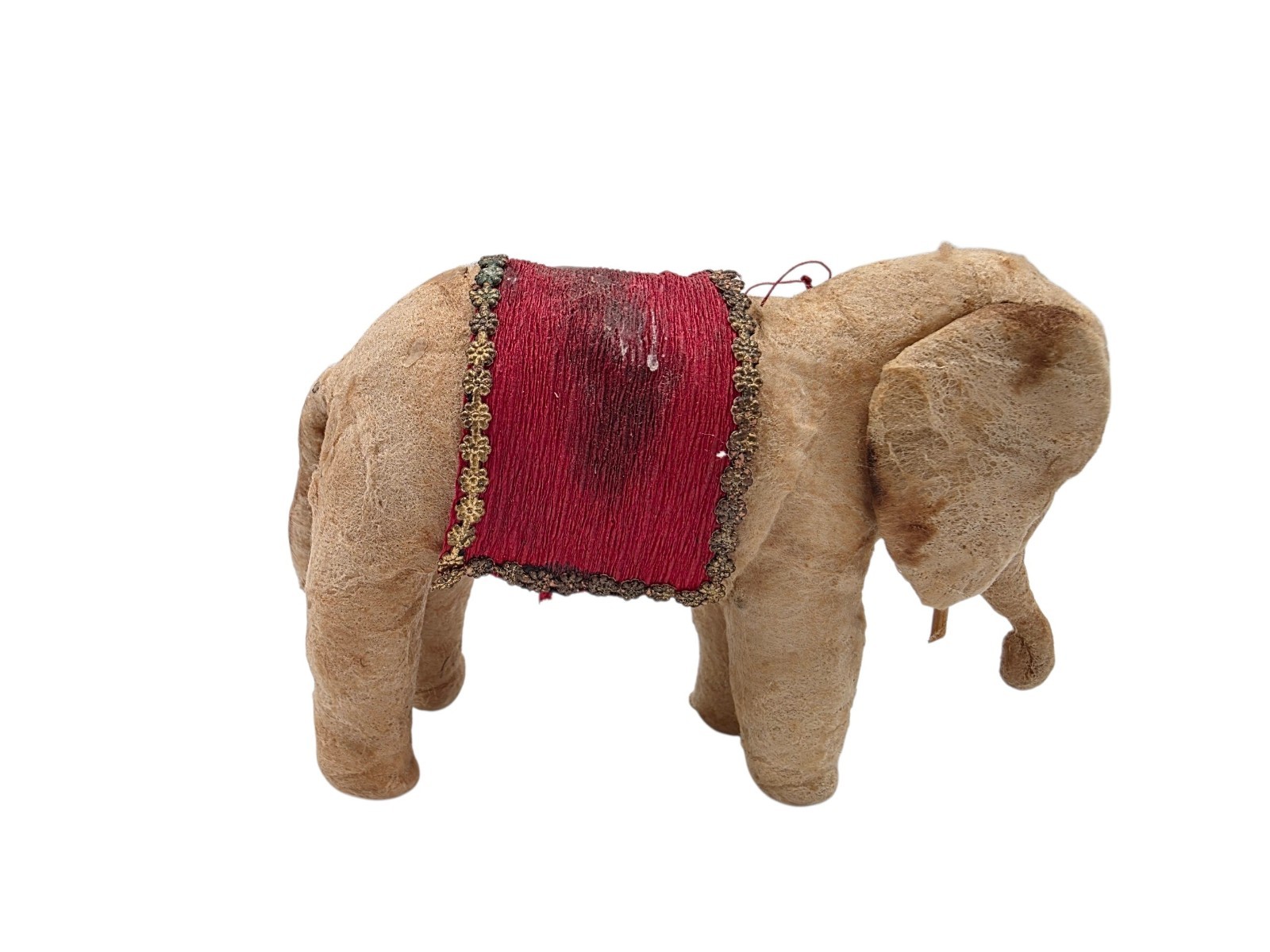 Antique Early German Spun Cotton Elephant Crepe Paper Christmas Ornament 3.5\