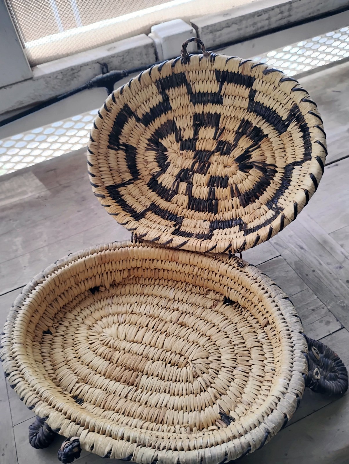 Vintage Native American (Tohono O\'odham/Papago) Hand-Woven Hinged Turtle Basket