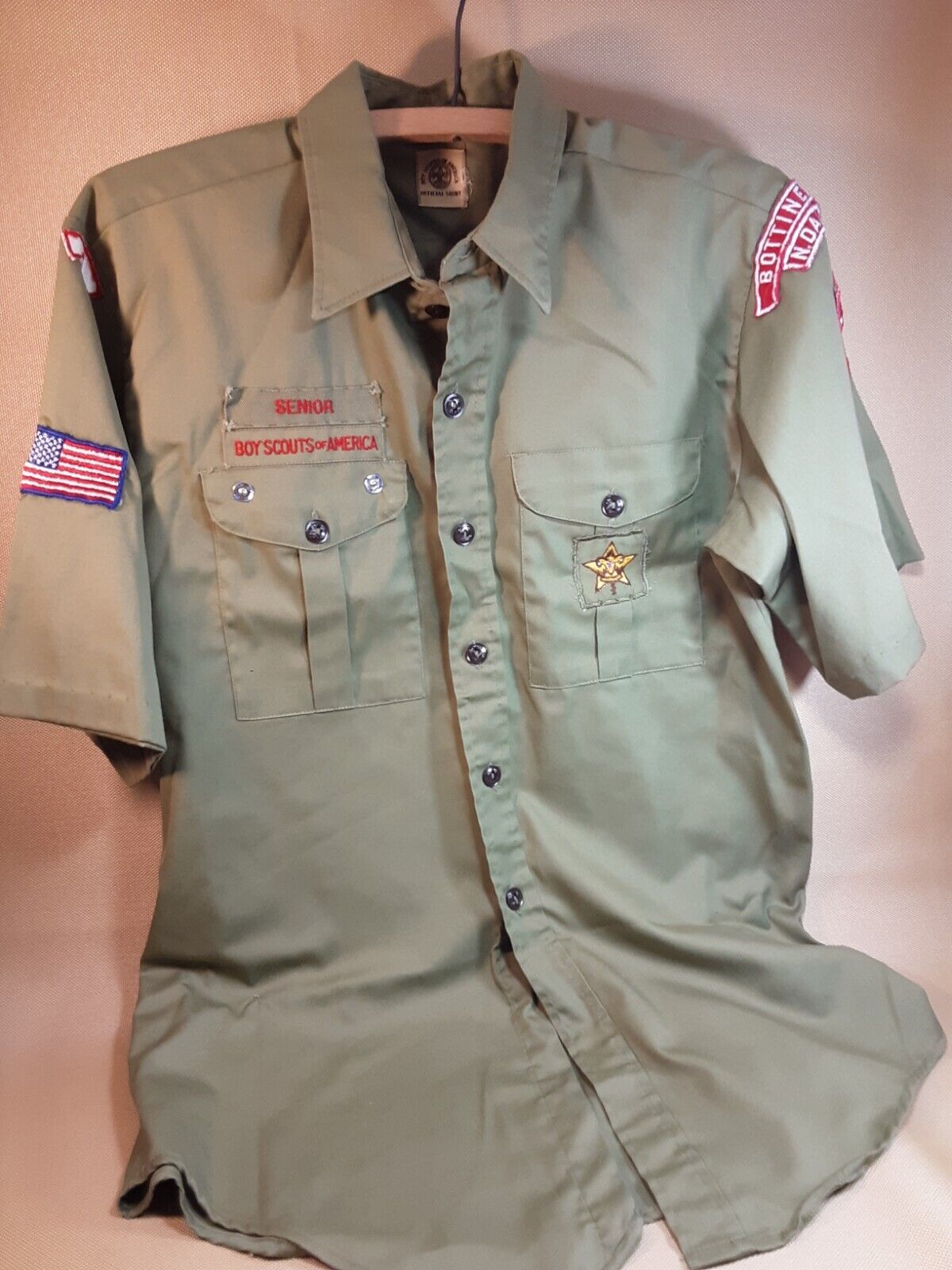 Vintage Senior Boy Scout Shirt BSA Instructor Uniform Size Large ND Patches