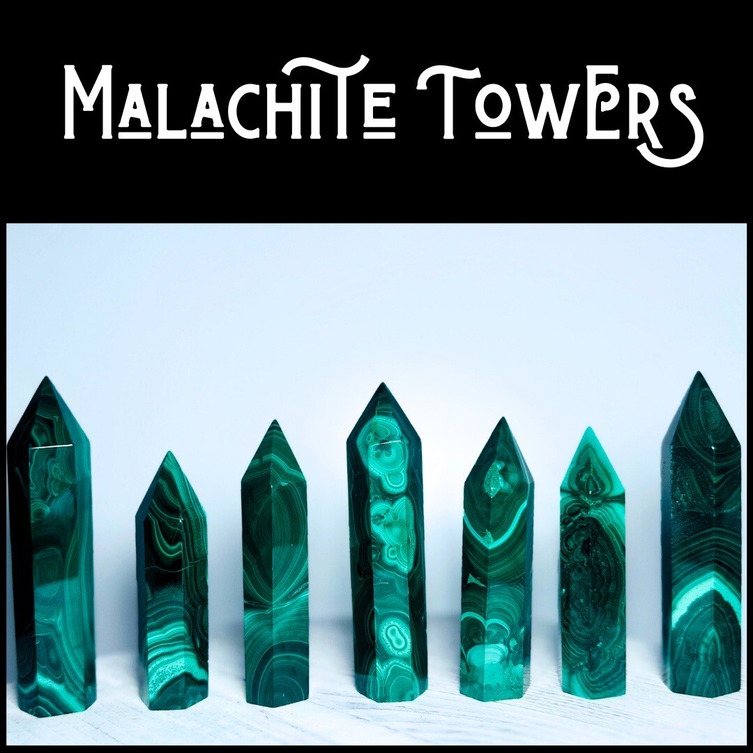 Premium AAA Beautiful Malachite Crystal Towers