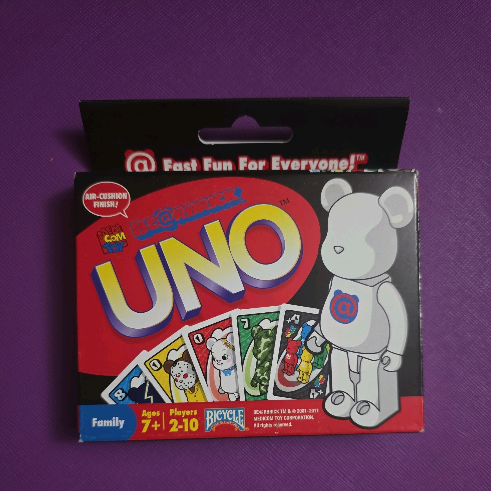 Rare Medicom Toy BE@RBRICK x UNO Card Game Bicycle Air-Cushion Finish Complete
