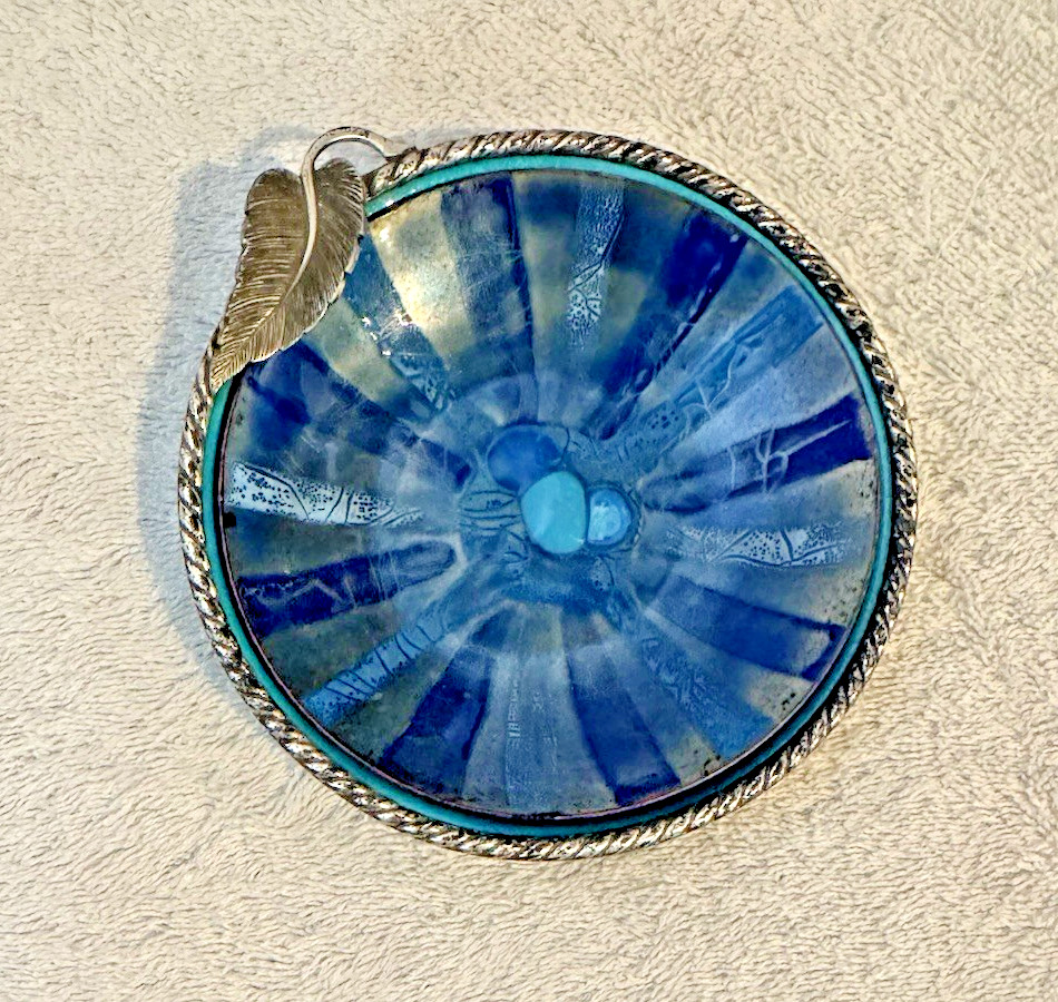 Vintage Trinket Bowl / Salt Dish Iridescent Glass 2 Piece Set