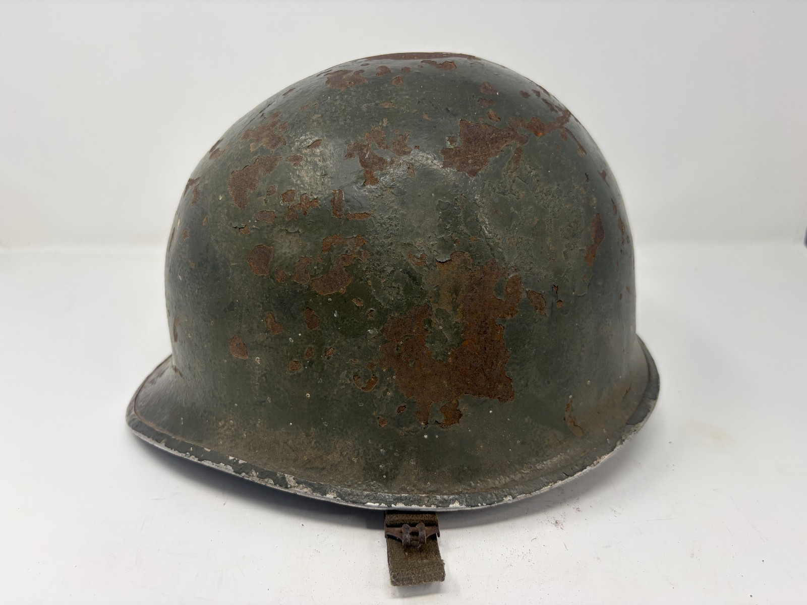 Late WWII US Army M1 Steel Helmet Shell Rear Seam Swivel Bale