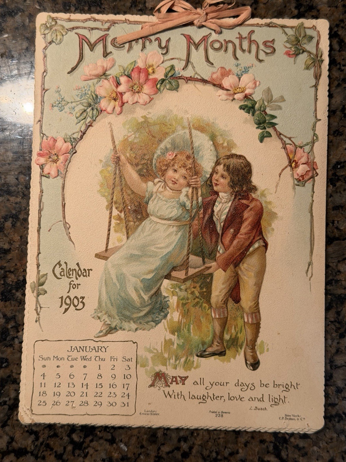 1903 Merry Months Calendar Ernest Nister E.P. Dutton Bavaria Victorian Complete