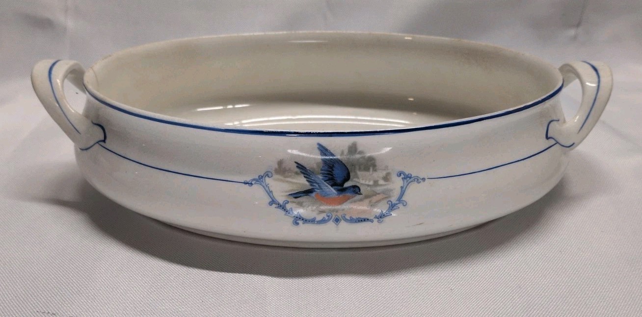 Antique WS George Bluebird Tureen/Vegetable Dish NO Lid
