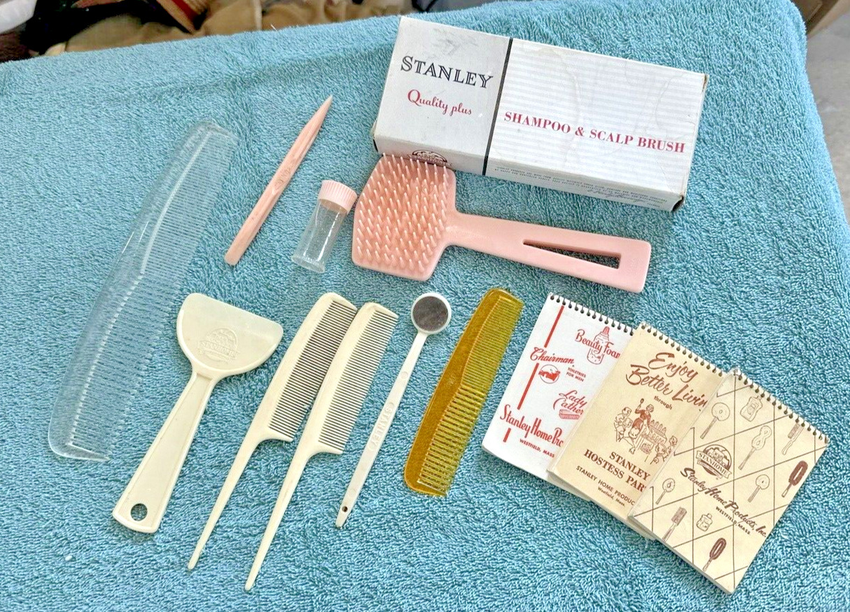 Vtg Stanley Home Products combs, memo pads, manicure tool, brush, and more lot