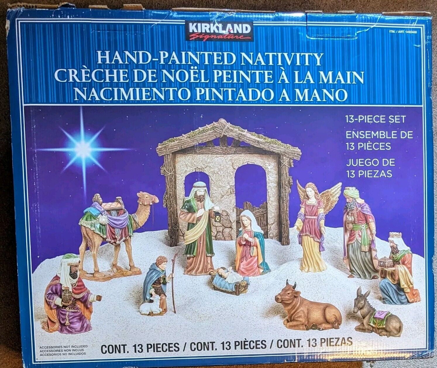 Kirkland Signature Hand-Painted Christmas Nativity Scene 13-Piece Set NEW SEALED