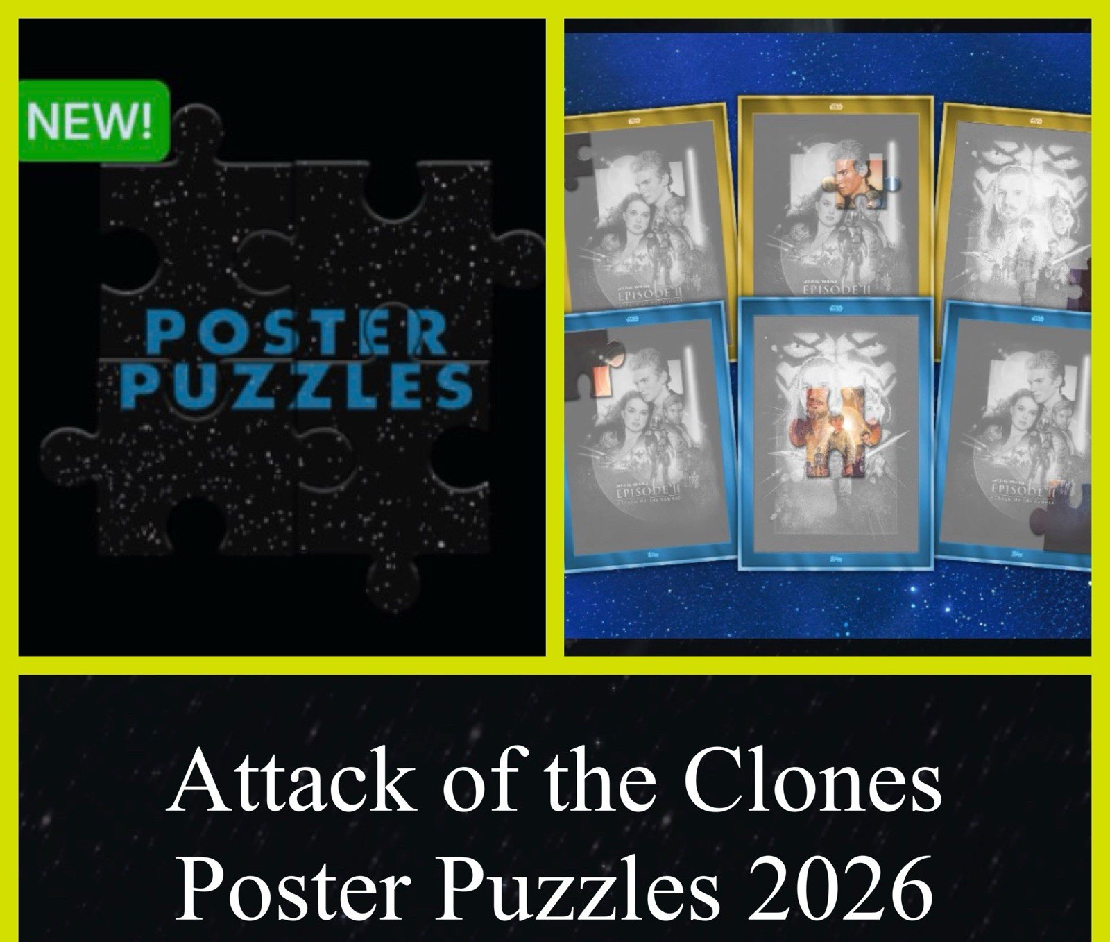 ATTACK OF CLONES POSTER PUZZLES EPIC GOLD 20 CARD SET-TOPPS STAR WARS TRADER