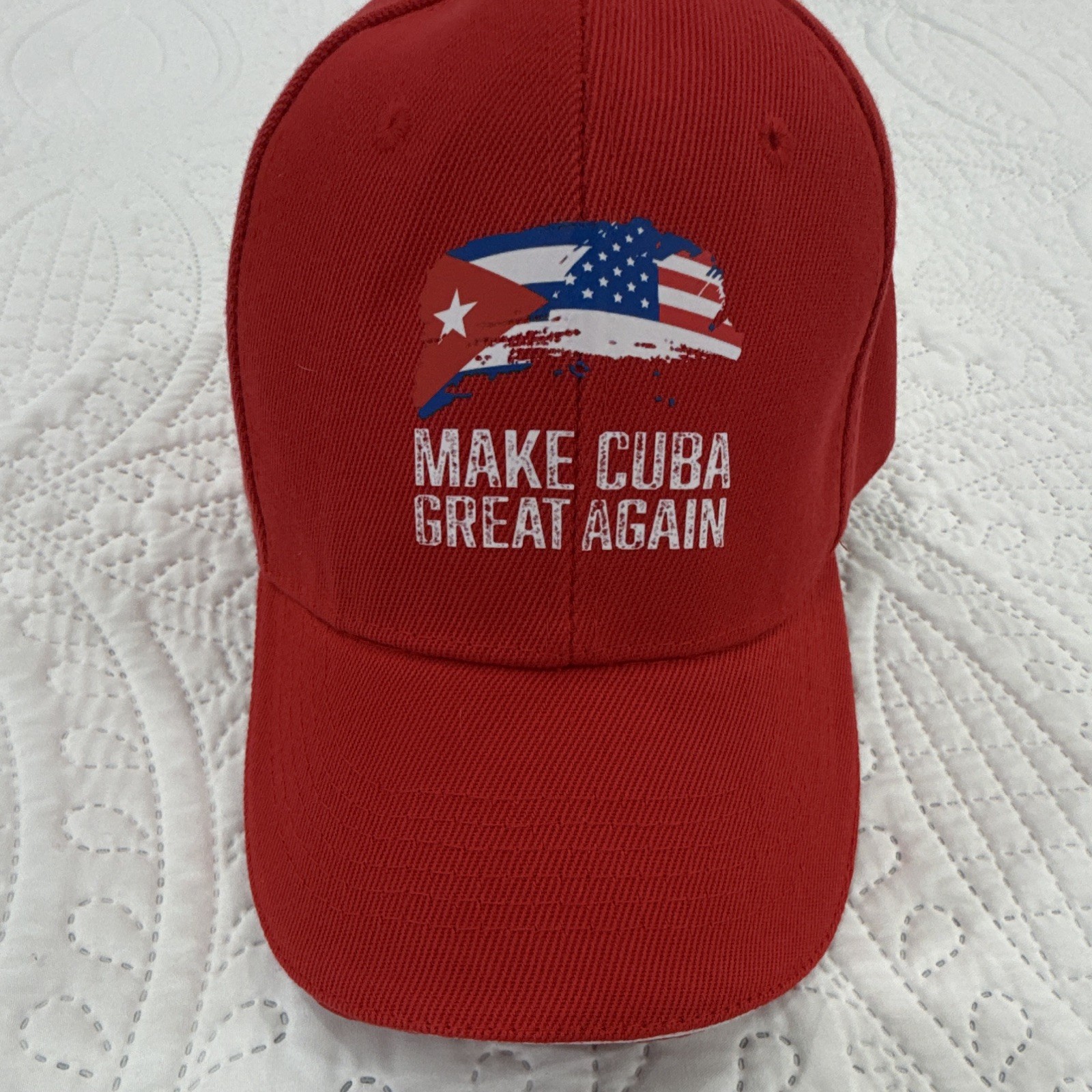 Make Cuba Great Again Embroidered Adjustable Red Hat Cap Politics Cuba