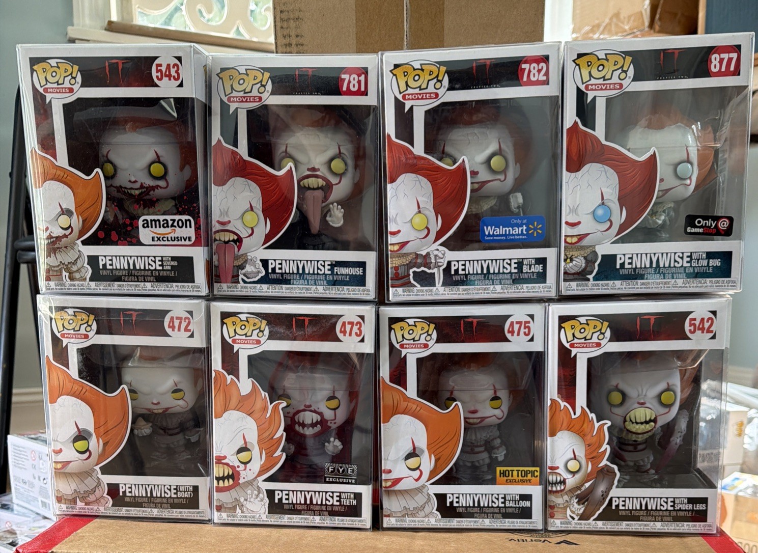 Funko Pop IT Pennywise Lot of 8 IN HARD CASES - MINT Exclusives Horror Grails Funko Pop IT Pennywise Lot of 8 IN HARD CASES - MINT Exclusives Horror Grails