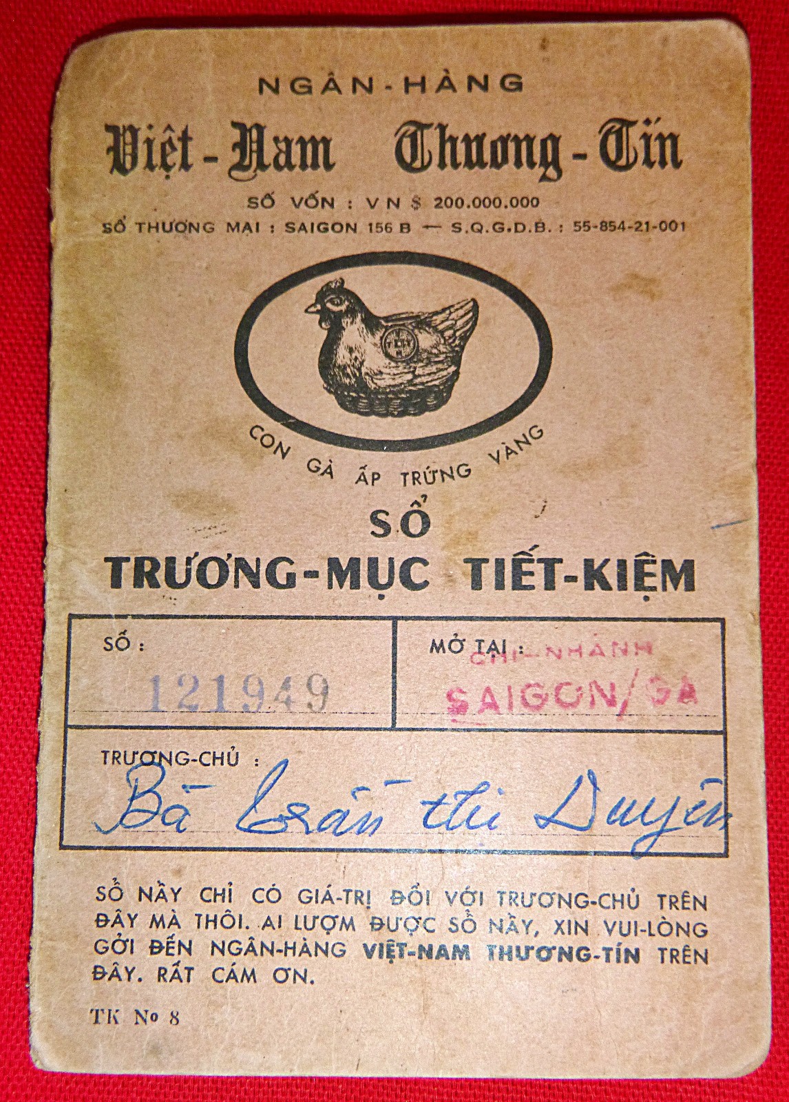 1968 Saigon Bank Book - Train Station Branch - Golden Eggs - Vietnam War - 37