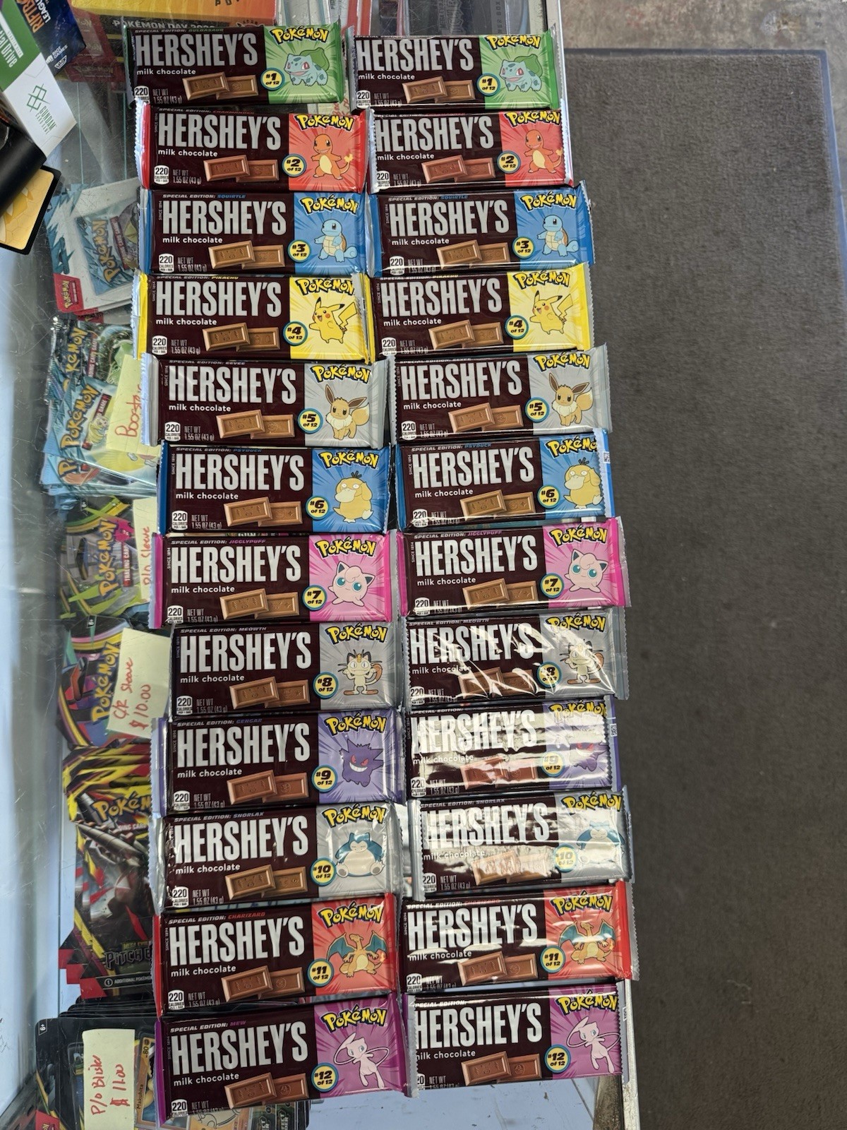 Hershey’s Pokemon chocolate Bars. 2 Full Sets. #1-12 Will Send With ice Pack.