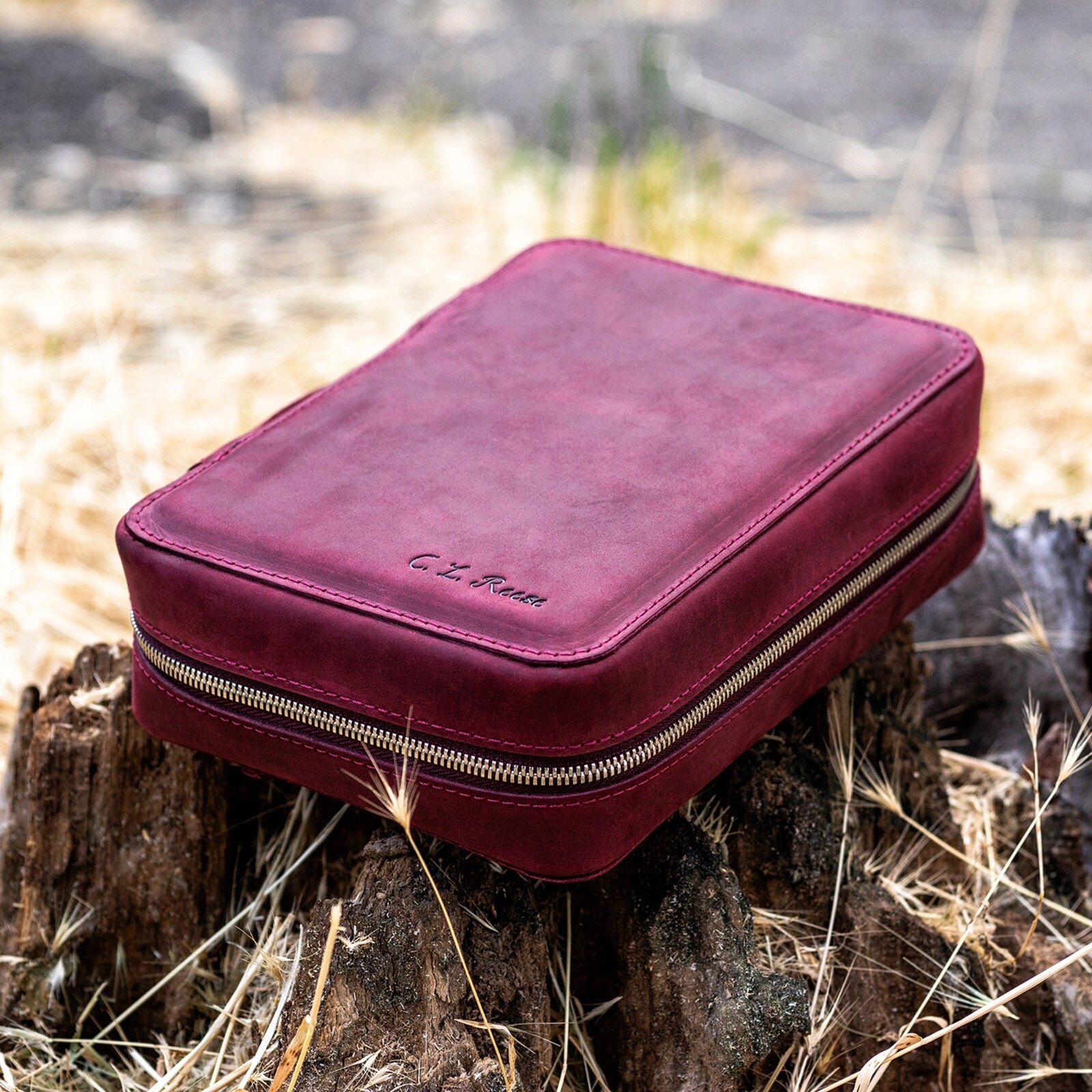 Leather Cigar Case - Personalized Cigar Holder, Cigar Pouch, Travel Humidor