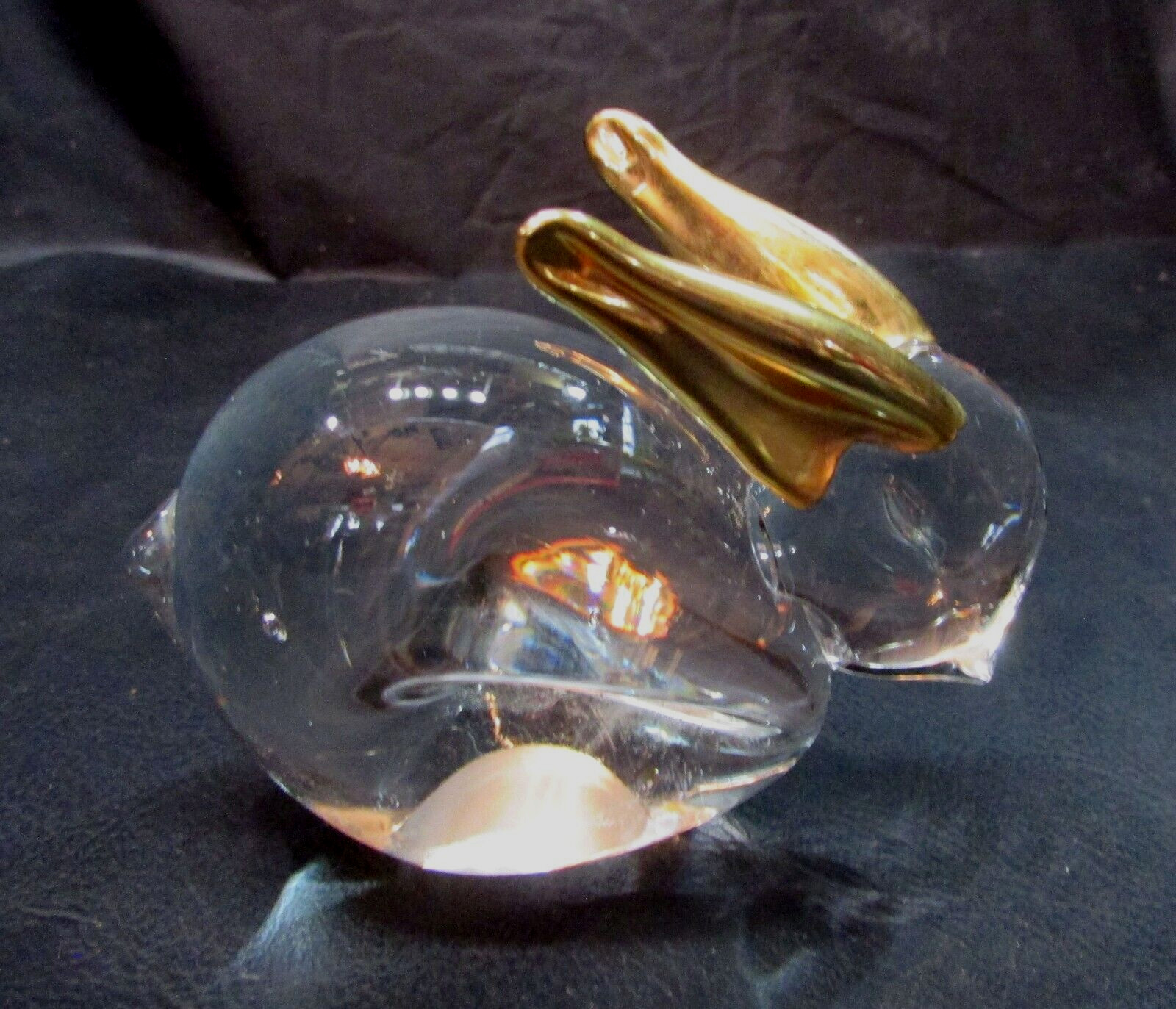 Vintage 1980\'s Heavy 8 oz Clear Art Glass Bunny Rabbit 3\