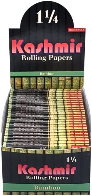 Kashmir Bamboo Rolling Papers  1-1/4 Size with 32 Leaves per Pack 50 Box Pack