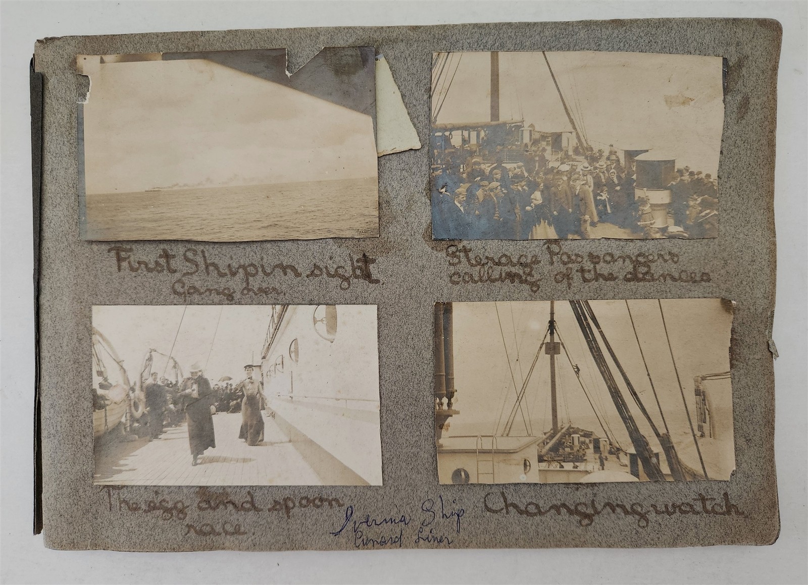 1910s antique TRAVEL PHOTO ALBUM CUNARD SAXONIA ship UK Ireland Scotland Paris