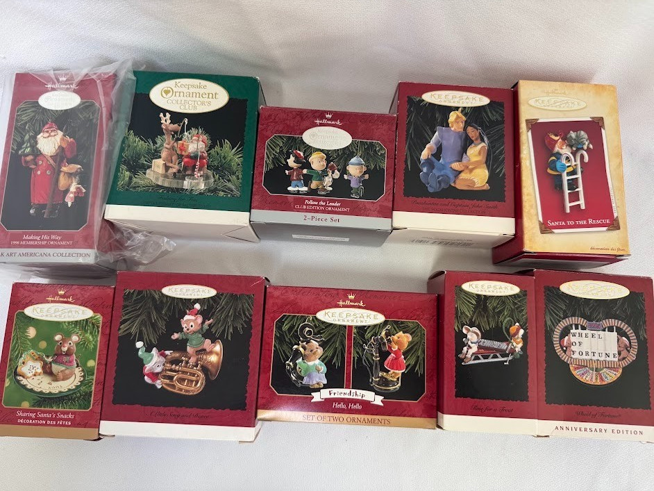 Vintage Hallmark Keepsake Christmas Ornaments – Lot of 10  – Original Boxes