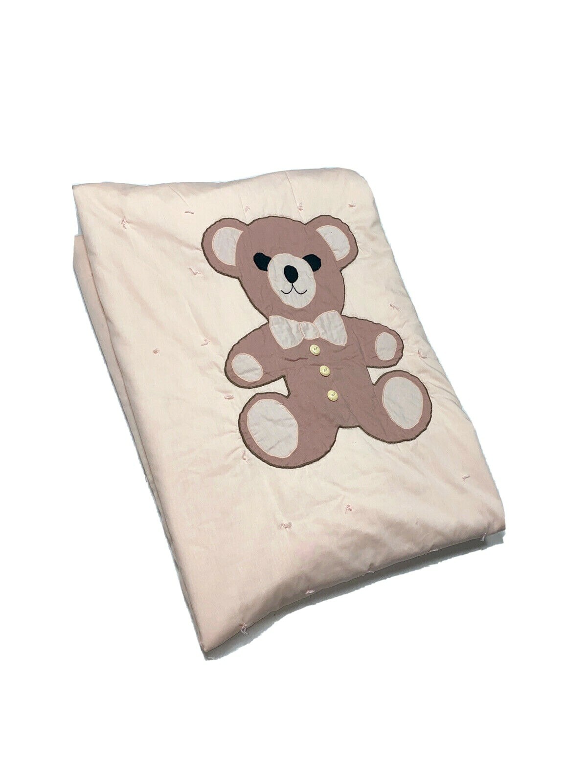 Vintage 60s Peach Pink Blanket Quilt Cover Retro Teddy Bear Throw Rare Handmade Vintage 60s Peach Pink Blanket Quilt Cover Retro Teddy Bear Throw Rare Handmade