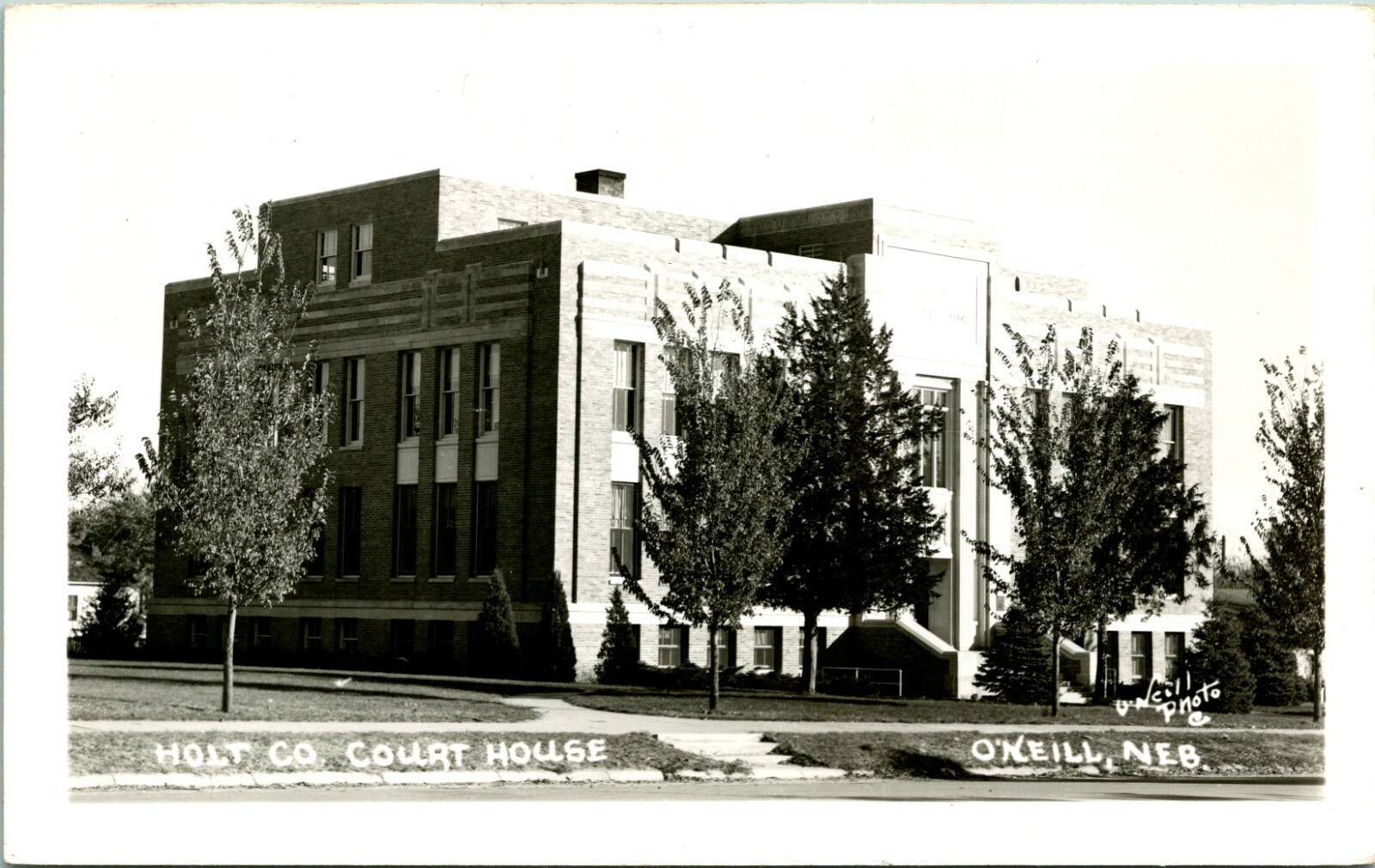 Vtg  Postcard RPPC 1940s O\'Neill Nebraska NE - Holt County Court House UNP P9