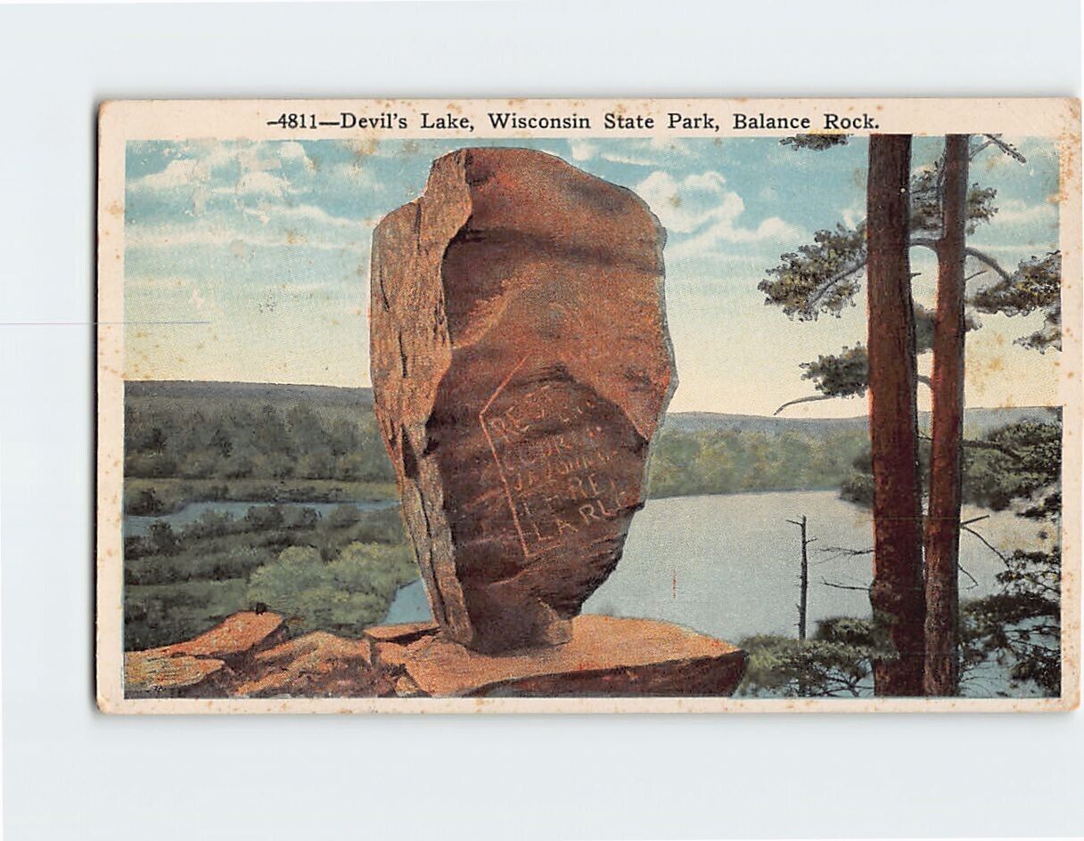 Postcard Balance Rock Devil's Lake Wisconsin State Park USA