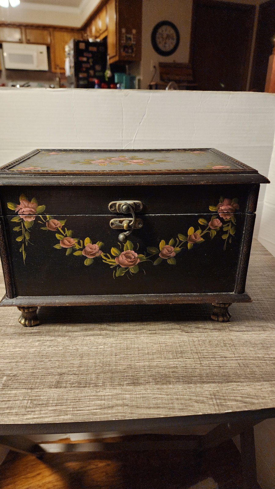 Pair Of Hand Painted Wood Boxes One Fits In The Other Vintage Ornate Pair Of Hand Painted Wood Boxes One Fits In The Other Vintage Ornate