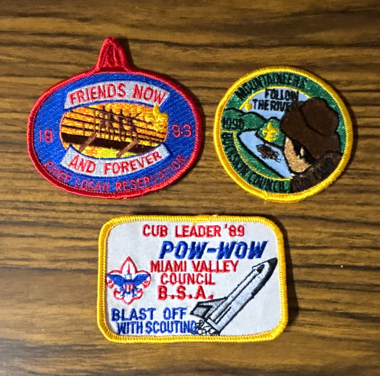 Boy Scouts Patch Lot Miami Valley Cub Leader POW-WOW Chief Logan 1989-1993