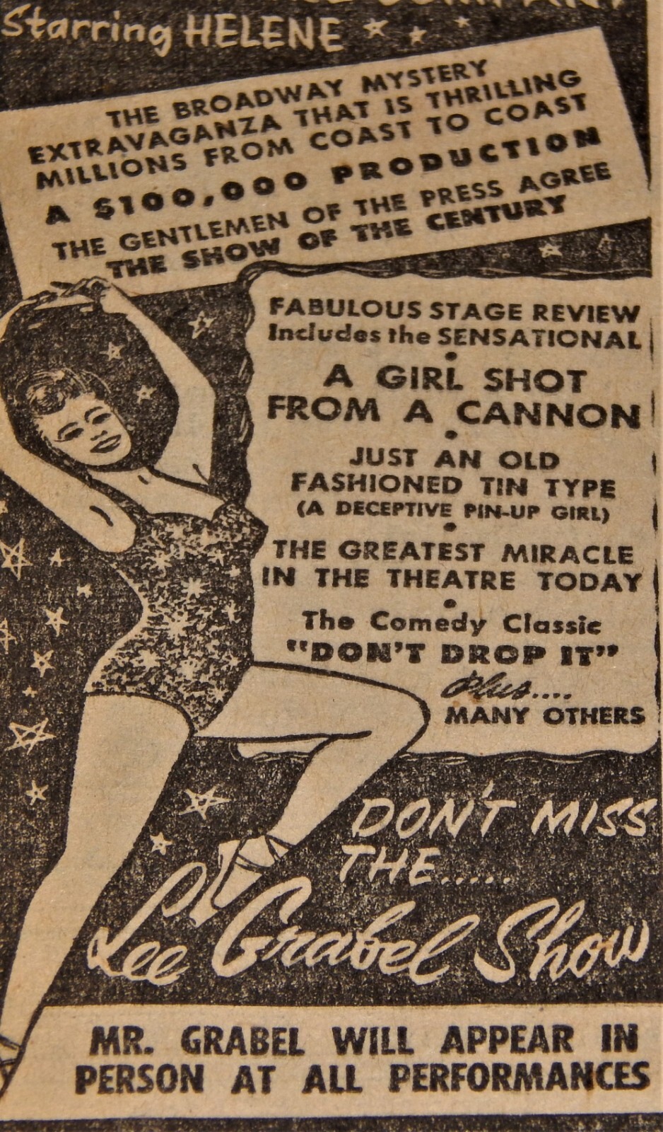 Vintage Advertisement,RICHLAND,WA,1956,LEE GRABEL SHOW STARRING HELENE,Chief Joe Vintage Advertisement,RICHLAND,WA,1956,LEE GRABEL SHOW STARRING HELENE,Chief Joe