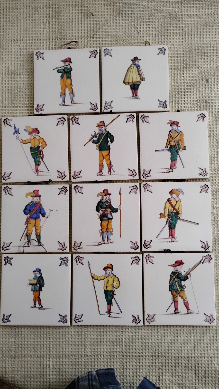 11 Antique Delft Westraven Utrech Painted Made In Holland Tiles 5 1/8\