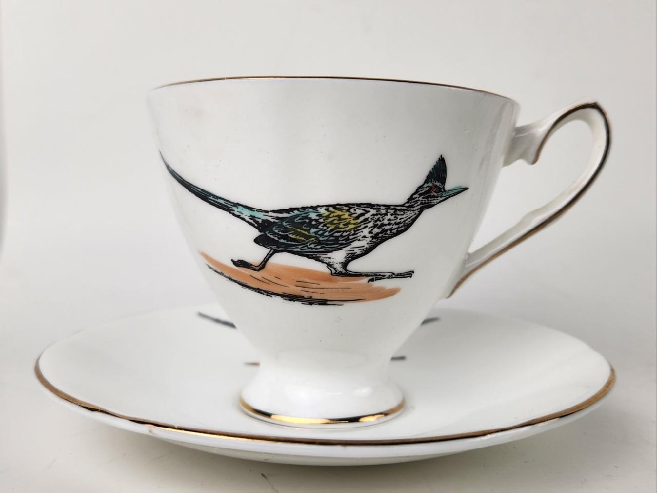 Rare Vintage Elizabethan Road Runner Bone China Tea Cup & Saucer Taylor and Kent
