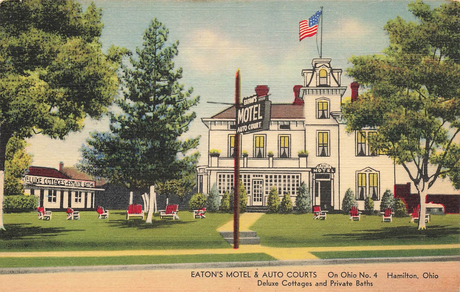 Vintage Eaton\'s Motel & Auto Courts Postcard Hamilton Ohio Unposted