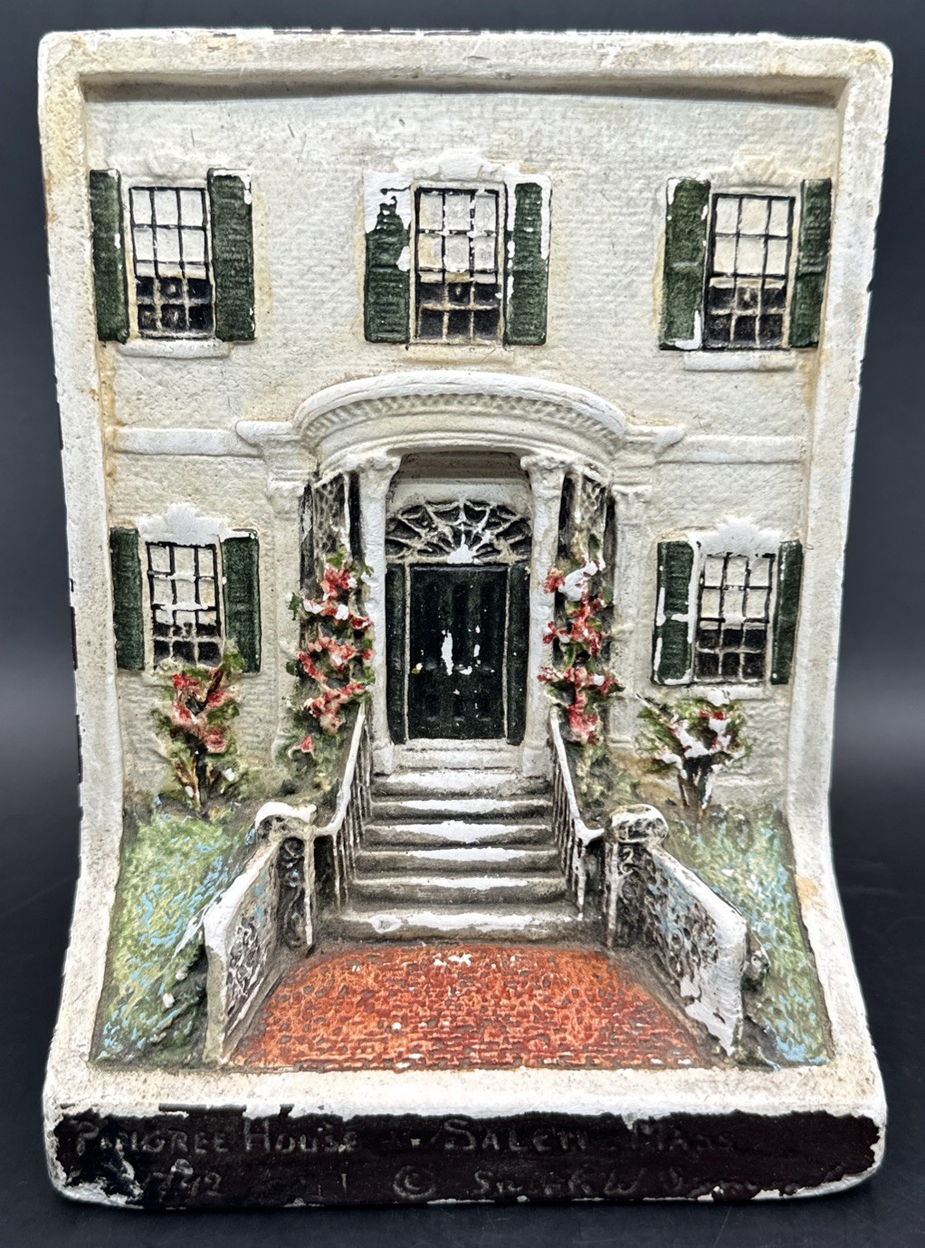 Sarah Symonds Salem Mass Plaster House Bookend Vtg